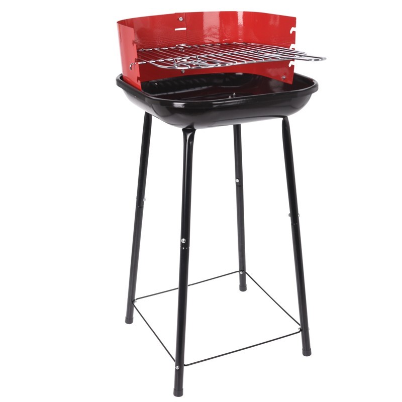 Gratar pe carbuni, protectie vant, inaltime grilaj reglabila, 4 picioare, 41x40x74 cm - imagine 3